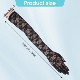 LLOUSSAK 1Pair Black Lace Gloves, Women's Long Lace Floral Gloves Elegant Tea Party Gloves Floral Opera Gloves Wedding Bridal Gloves Cocktail Party Opera Mittens Gloves