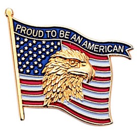 SHOP AWARDS AND GIFTS Proud To Be An American, USA Flag American Eagle Lapel Pin, Veteran Army Military Gifts, Bulk Pack of 12, Poly Bagged, 7/8 Inch
