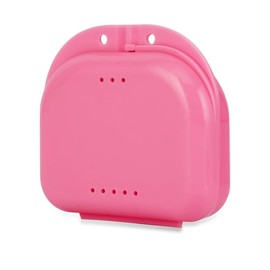 LEAUNGYOO Orthodontic Retainer Box, Mouth Training with Holes, Denture Storage Box, Denture Storage Case, Easy to Carry, Orthodontic Case, Perforated and Breathable, Liner Case, Easy to Maintain (Pink