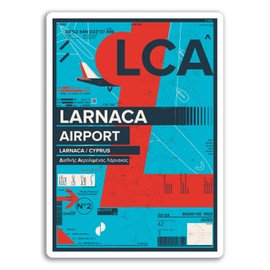 2 x 10cm Larnaca Airport Vinyl Stickers - Cyprus Travel Sticker Luggage #17429 (10cm Tall)