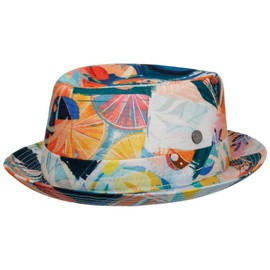 LIERYS Volcaro Pork Pie Linen Hat - Summer Sun Hat with Fabric Trim - Made in Italy - Unisex Spring/Summer, Colourful