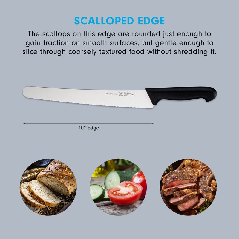 Messermeister Pro Series 10” Scalloped Round-Tip Bread Knife - German