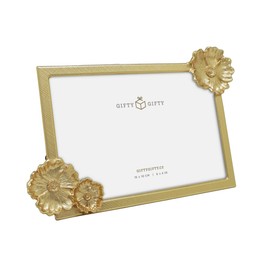 GIFTY GIFTY Almond Blossom Photo Frame / 6x4In | For Vertical Display on Tabletops | Perfect for Home Decor, Wedding, Graduation, Or Milestone Photos (Gold)