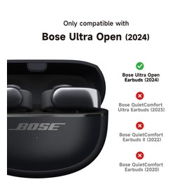 SURITCH Clear Case Compatible with New Bose Ultra Open Earbuds (2024), Durable Full-body Shockproof TPU Protective Case with Carabiner & Key Ring & Transparent Logo Window(Navy)