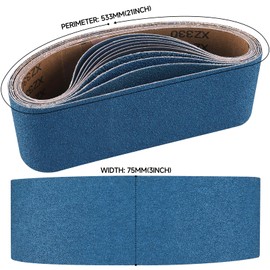 Sanding Belt 75 x 533 mm, 10PCS Belt Sander Sanding Belts 40/60/80/120/240/400 Grit for Polishing Metal, Wood