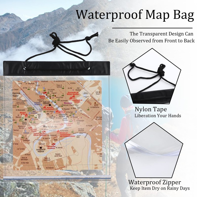 SANNIX 2pcs Waterproof Map Case Transparent Map Cover with Clear