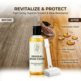 Original Wood Finish Raw Linseed Oil & Beeswax Blend, Non-Toxic, Fast Drying for Furniture/Wood/Toys, 8.6oz