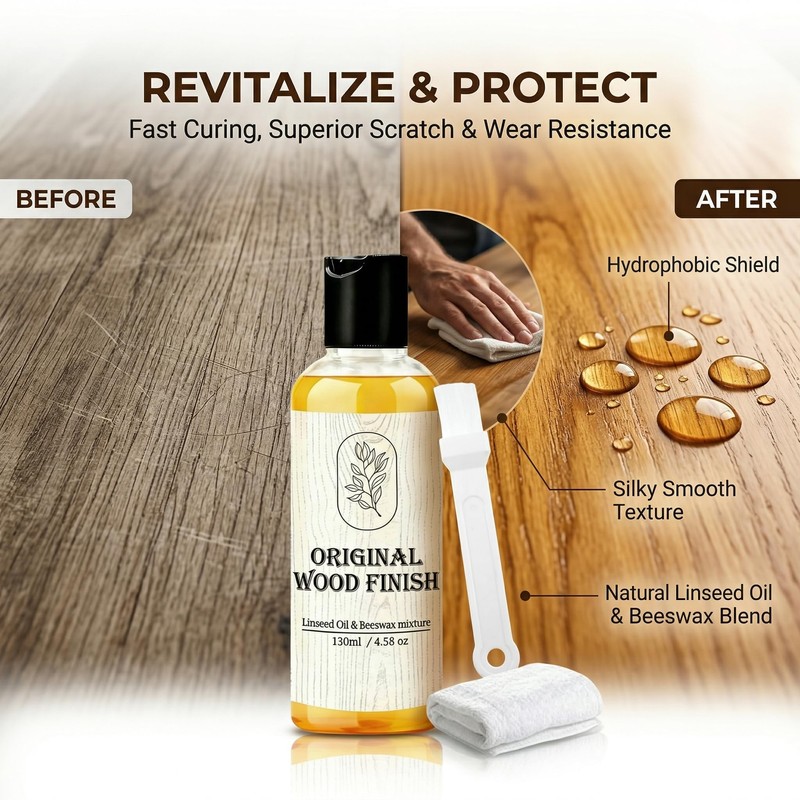 Original Wood Finish Raw Linseed Oil & Beeswax Blend, Non-Toxic,