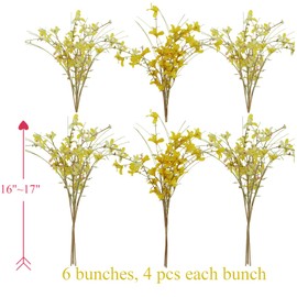 BINFEN 16" 24pcs Spring Summer Fall Artificial Silk Wild Flowers Blooming Bouquets for Crafts or Vase - Rustic Farmhouse Wedding and Home Flowers Decor (Yellow)