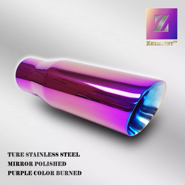 ZEXHAUST PURPLE COLOR LONG EXHAUST TIP 3''IN - 4''OUT -