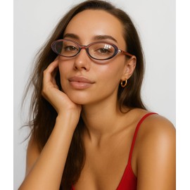 FEISEDY Oval Blue Light Glasses for Woman Vintage Small Face Lightweight Eyeglasses Retro Nerd Y2K Frame B0290