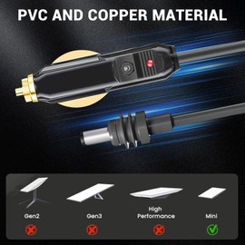 Dpofirs Universal Car Charger Power Cord for Mini, 5M, 12V DC, Type A Plug, Male-to-Female Connector, Compatible with Cars, Trucks, Buses, Boats