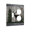 LuHuoLu Decorative Outlet Covers Rustic Deer Elk Forest Grey Wood