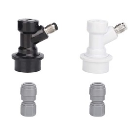 Ball Lock Connector, 2Pcs Home Plastic Brewing Ball Lock Keg Connector Ball Lock Disconnect + 8mm-1/4in MFL Quick Push-Fit Connector, Wear-Resistant