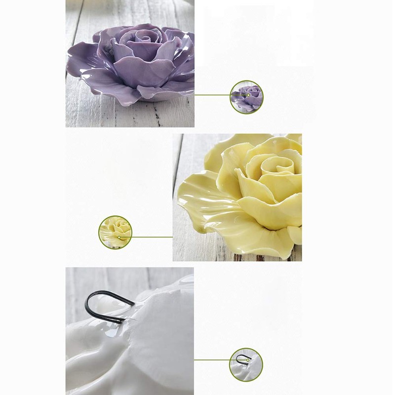 ALYCASO Rose Ceramic Flower Wall Décor Artificial 3D Flower Wall