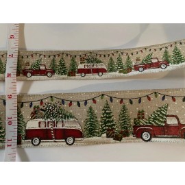 Celebrate It Christmas Wired Edged Ribbon VW Van Bus Red Truck Celebrate It 1 1/2”