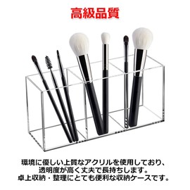 Modest Joy Pen Holder, Pen Stand, 3 Levels, Dividers, Transparent Acrylic, Storage Box, Tabletop Storage, Stationery, Cosmetics, Makeup Brushes, Small Items, Clear, Stylish