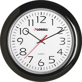 Lorell Wall Clock with Arabic Numerals, 13-1/4-Inch, Black Frame