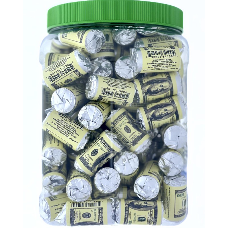 Money Mints-100ct-Individually Wrapped Spearmint Breath Mints with Poly Jar