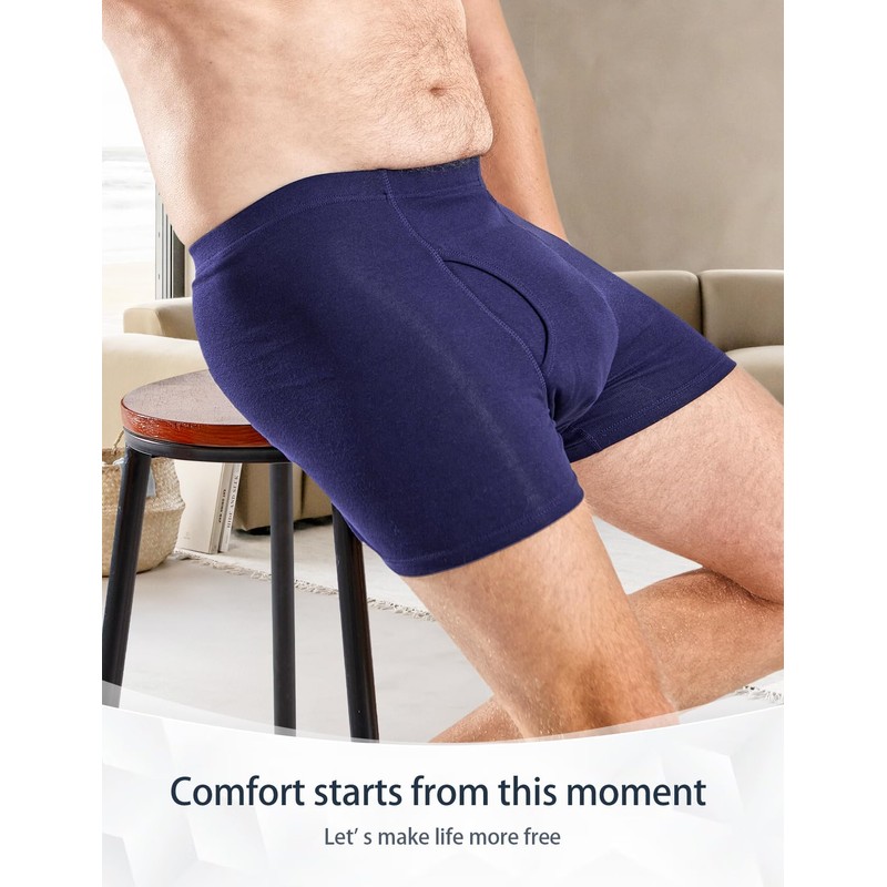 3 Pcs Men’s Incontinence Pants Incontinence Boxer Brief with Absorbent