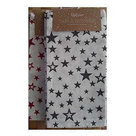 160cm x 35cm Star Table Runner in Red or Black