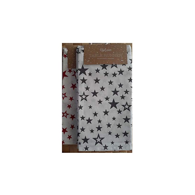 160cm x 35cm Star Table Runner in Red or Black