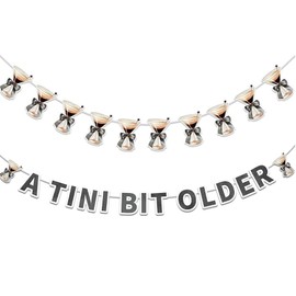UgyDuky Espresso Martini Themed Birthday Decorations, A Tini Bit Older Banner for Weenies and Tinies, Brown Espresso Martini Glasses Banners Decorations for Martini Theme Bachelorette Party Supplies