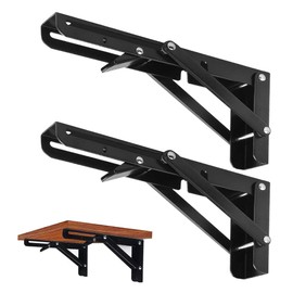 CEEYSEE Pack of 2 Folding Console 300 mm Heavy Duty Folding Console Folding Angle 90 Degree Space Saving Folding Shelf for Study, Garage, Office, Table, Home, Kitchen (Black 300 mm)