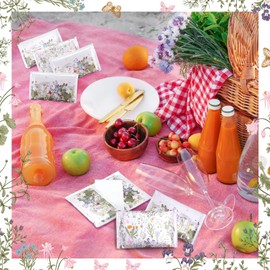 Fourluoo 50 Pack Summer Floral Pocket Tissues Individual Packs Wildflower Wallet Tissue Travel Bulk 3 Ply Flower Facial Pocket Packets for Summer Wedding Birthday Party Supplies