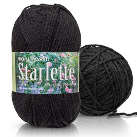Mary Maxim Starlette Yarn - Black - Premium Acrylic Yarn for Knitting and Crocheting - 4 Medium Worsted Weight