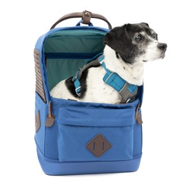 Kurgo Nomad Carrier Backpack - Airline Approved Dog Bag for Travel - Stylish Pet Backpack with Waterproof Bottom - Lightweight for Hiking - Small Breed Dog Carrier with Tablet Sleeve - Blue