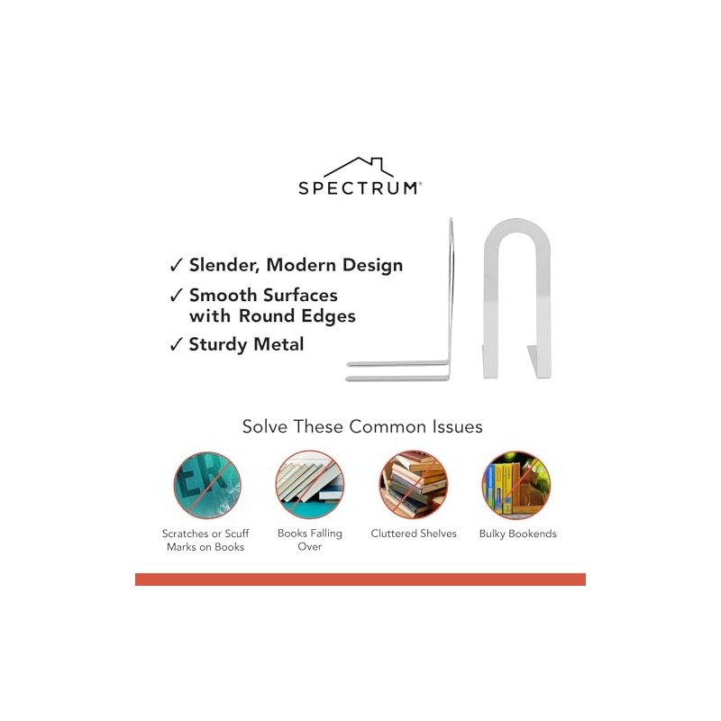 Spectrum Diversified Elements - Sujetalibros, Cromado, Pequeño, 1