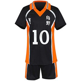 Gurbanton Haikyuu Costume Jersey Karasuno High School Volleyball Uniform Cosplay Shirt Shorts (S, 10-Hinata Shoyo)