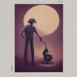 Nacnic Mechanic in T. Burton style. Illustrations of Jobs and Trades inspired by Burton's Dark and Goth art. Interior Design and Decoration. Size A4