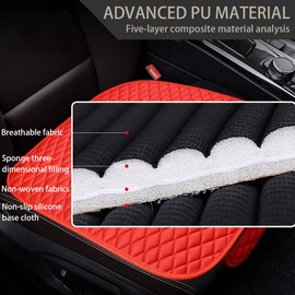 TSUGAMI Car Seat Bottom Cover, 2 Pack Front Seat Protector Pad Cover, Universal Auto Interior Seat Bottom Anti-Slip Cushion Mat, Soft and Breathable, Car Accessories for Truck, SUV, Van (Red)