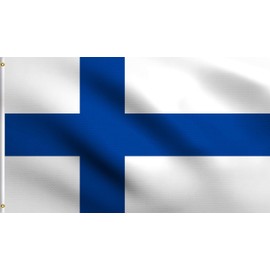 DMSE Finland Finnish Finn National Flag 3X5 Ft Foot 100% Polyester 100D Flag UV Resistant (3'X5' Ft Foot)