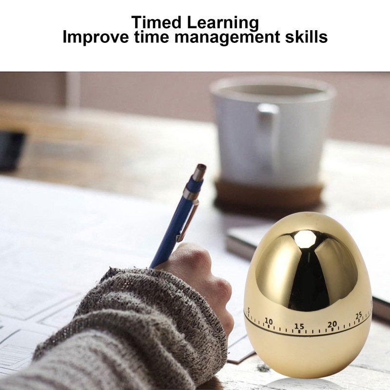 Manual Timer, ABS Egg Model Mechanical Timer for Kitchen (Gold)