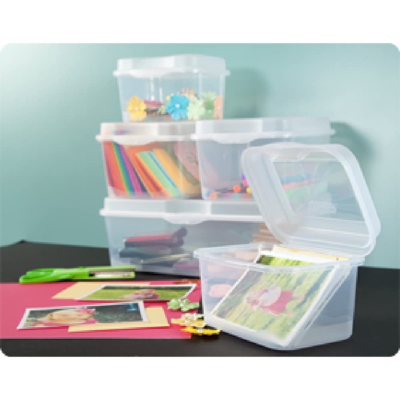 Sterilite FlipTop, Stackable Small Storage Bin with Hinging Lid, Plastic