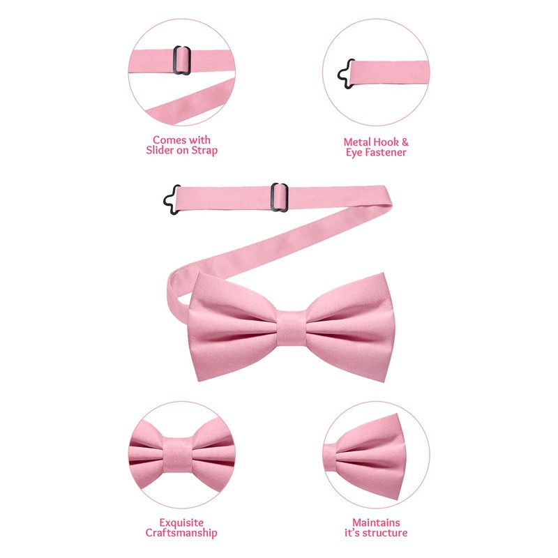 WedDecor Classy Pretied Adjustable Bow Tie Satin Butterfly Neck Stylish