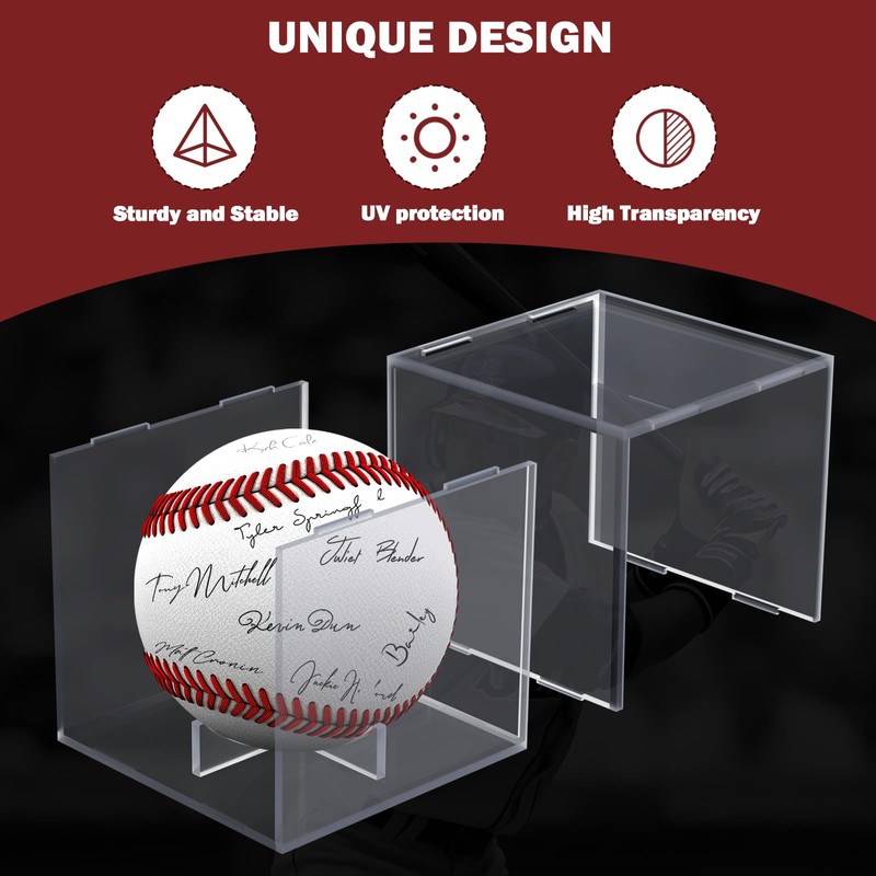 2 Packs Baseball Display Case, Leffis Baseball Holder Display Case,