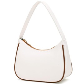 CYHTWSDJ Shoulder Bags for Women, Cute Hobo Tote Handbag Mini Clutch Purse with Zipper Closure (White&brown)