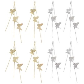 CRAFTYMELODY 8Pcs Tassel Earring Charm Brass Butterfly Tassel Chain Platinum Golden Long Earring Chains Dangle Earrings Pendant Jewelry Making Findings for Woman DIY Earrings Crafts