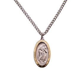 Wowser Two Toned Sterling Silver St. Christopher Medal, Religious Gift for Travelers, 1-1/8 Inch