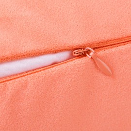 Rythome Set of 2 Comfortable Throw Pillow Cover for Bedding, Decorative Accent Cushion Sham Case for Couch Sofa, Soft Solid Velvet with Zipper Hidden - 18"x18", Living Coral