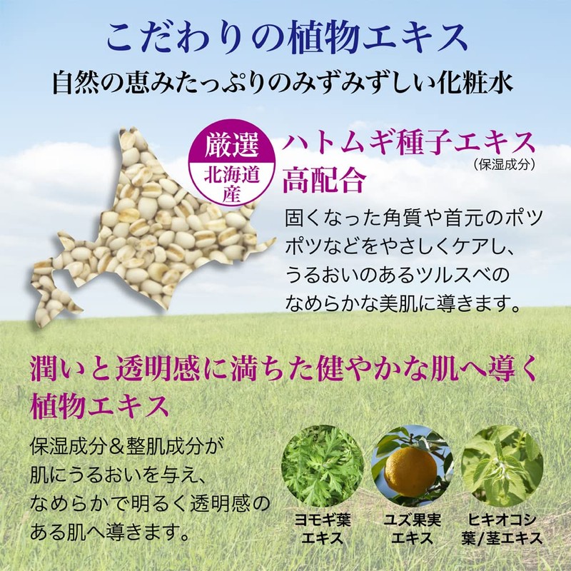 Hanajirushi Hatomugi Lotion, 16.9 fl oz (500 ml), Refreshing Type,