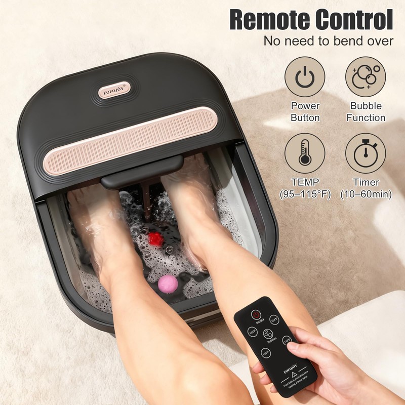 FOFOJÔY Collapsible Foot Spa Bath with Massager and Heat and