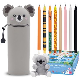 DGTSYAL Wonderwow Pencil Case, Kawaii 2 Compartments and Pen Holder Inside, Inner Compartment with Mesh, Zip, Pencil Case, Teenager Pencil Case, for School, Office, 23 x 11 x 5 cm (Stationery Set2)
