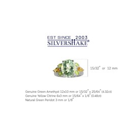 Silvershake Huge 12x10mm Oval Shape White Gold Plated 925 Sterling Silver Cocktail Ring, green amethyst, peridot & citrine