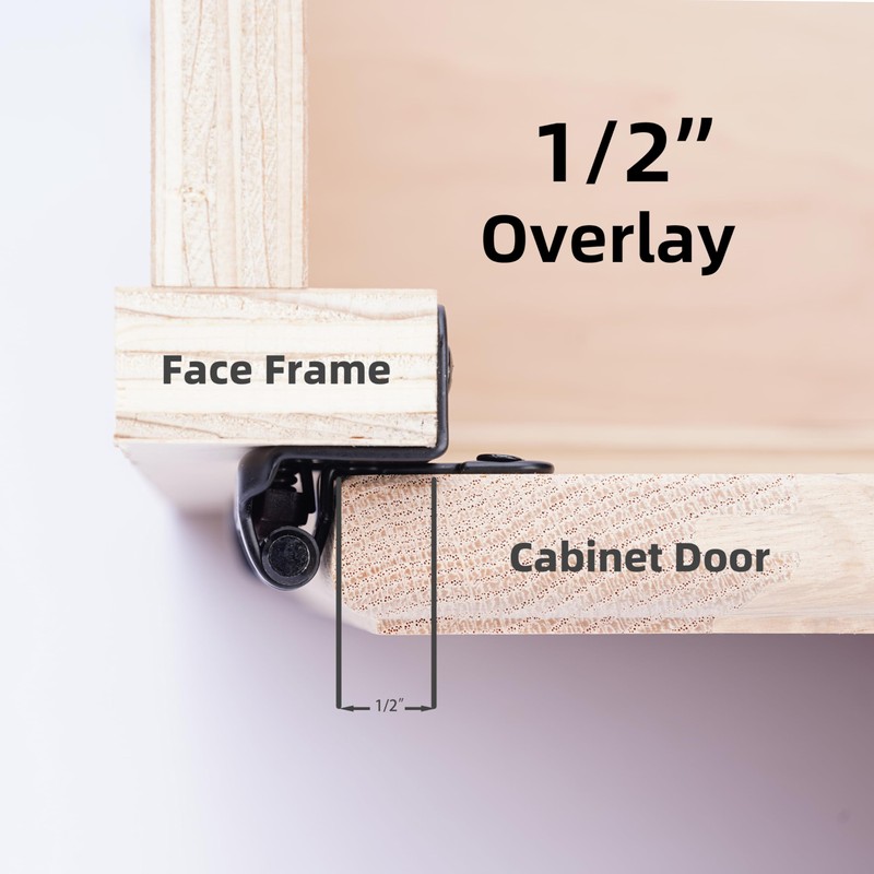 DecoBasics 20 Pack 1/2" Overlay Black Cabinet Hinges for Cabint