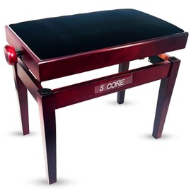 5 Core Adjustable Piano Bench Thick Padded Solid Wood Keyboard Stool Heavy Duty